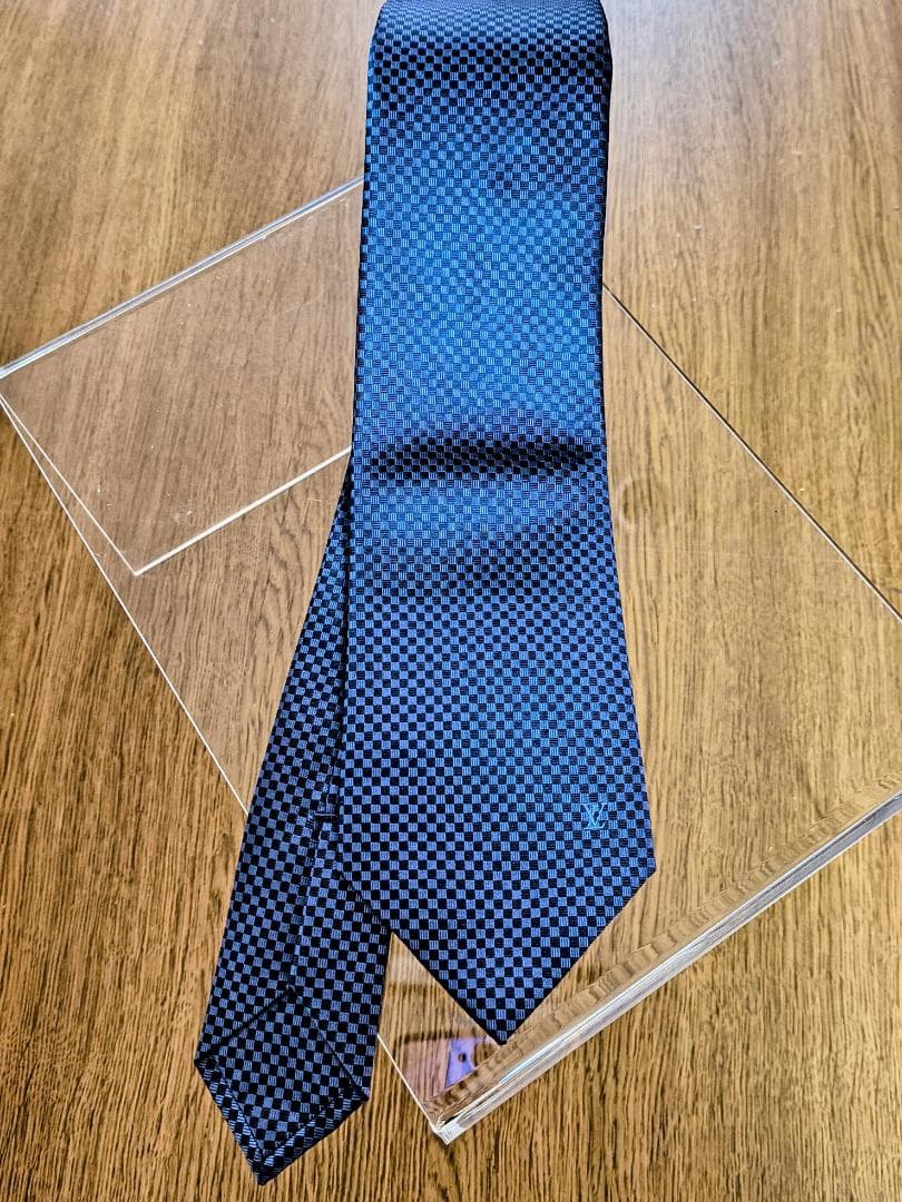 LOUIS VUITTON ダークブルー チェック柄 ネクタイ