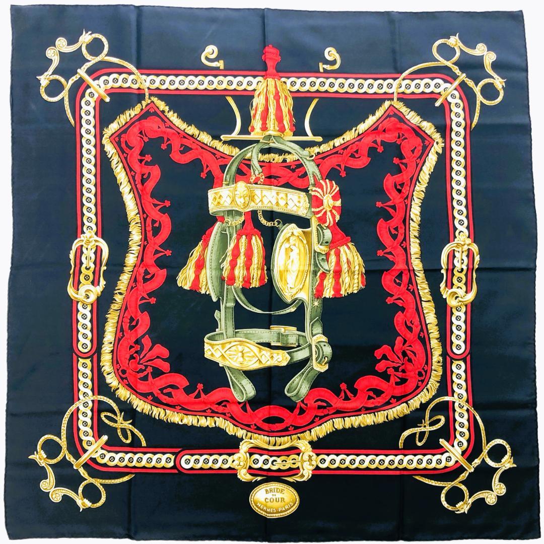 HERMES エルメス カレ90 法廷の勒 BRIDE DE COUR タグあり