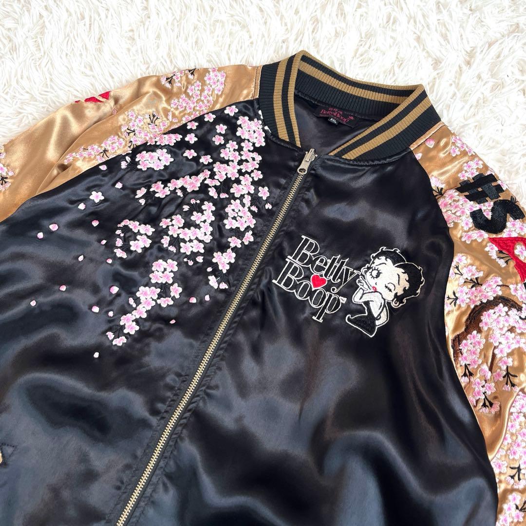 美品☆ 絡繰魂　ベティ　スカジャン　刺繍　XXL 桜　和柄