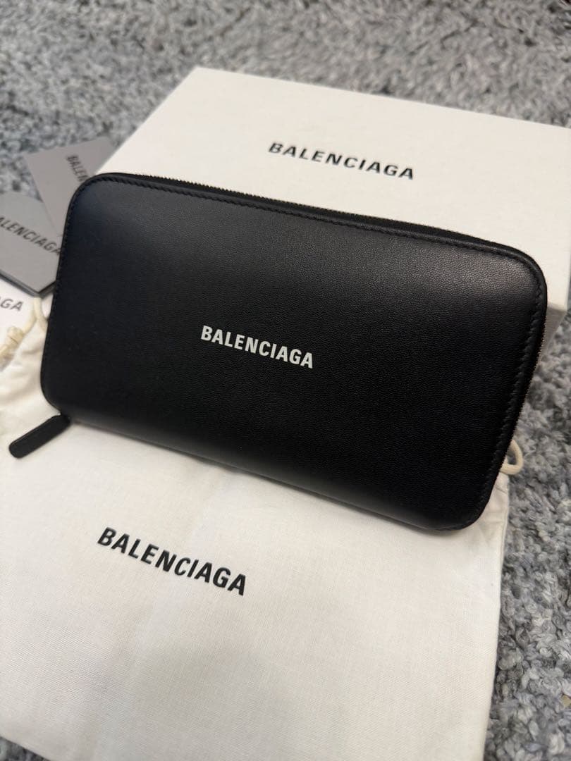美品 BALENCIAGA バレンシアガ ラウンドファスナー 長財布 ブラック