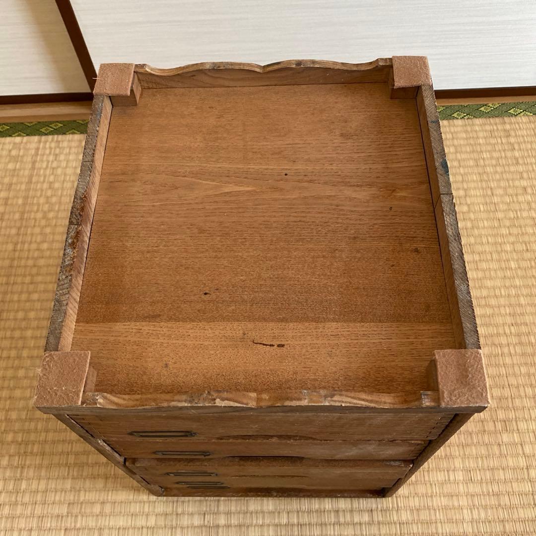 古道具 昭和レトロ　5杯　小引き出し 両面引き　木製 小物入れ