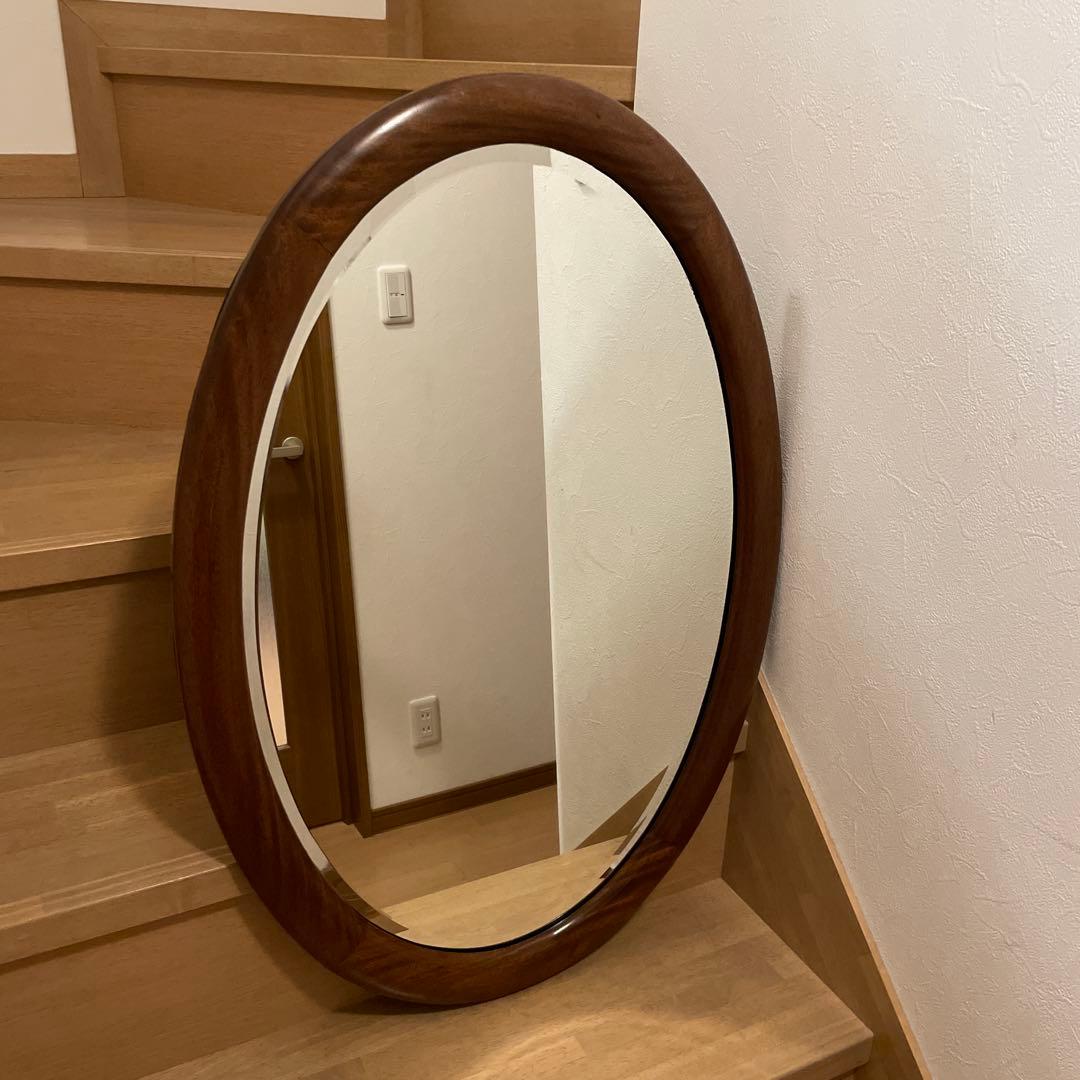 アンティーク　オーバル　壁掛けミラー　中サイズ