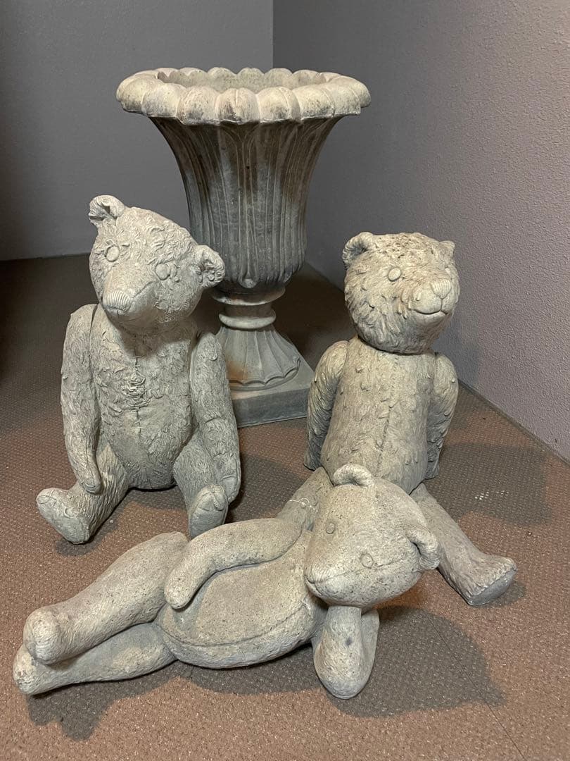 テディーベアー(熊3体＋鉢)