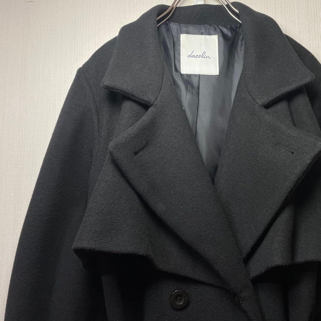 dazzlin 2WAYカラーレディロングコート 黒 M ベルト付