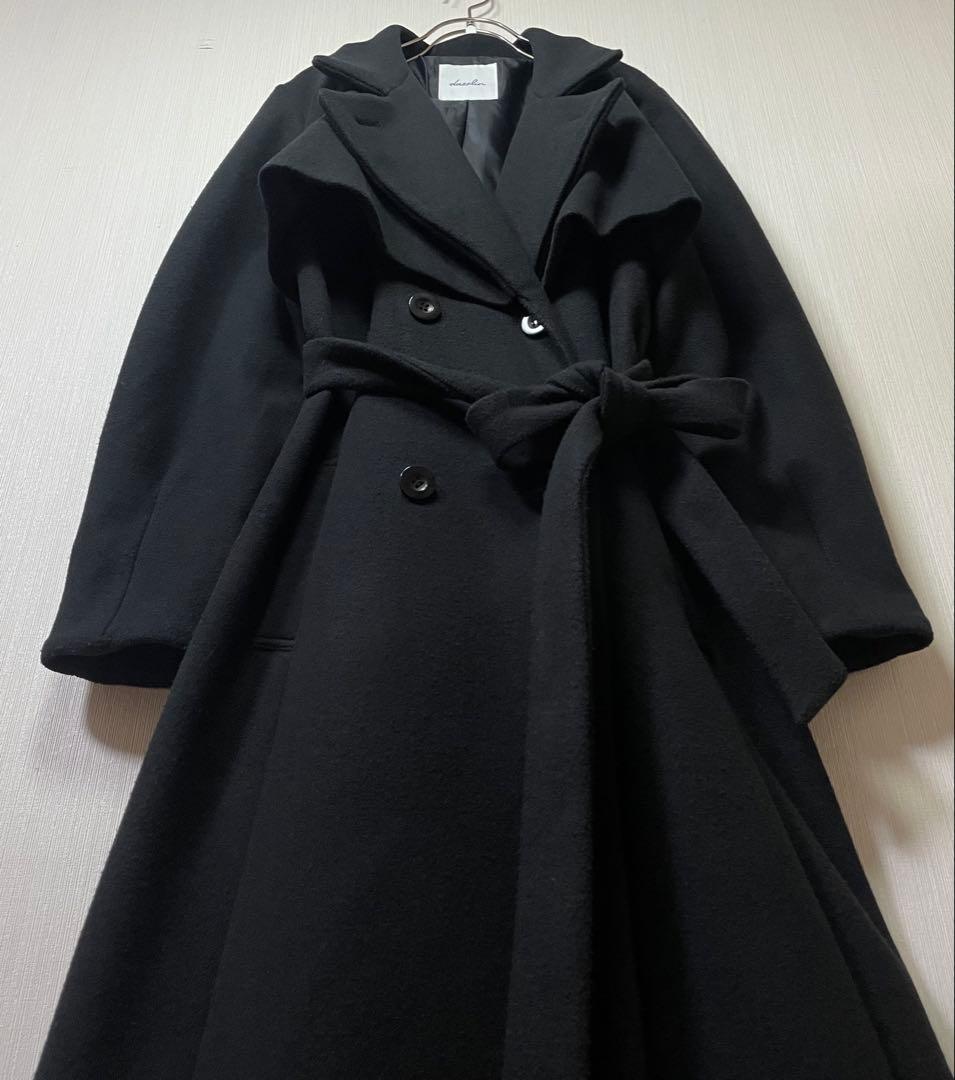 dazzlin 2WAYカラーレディロングコート 黒 M ベルト付