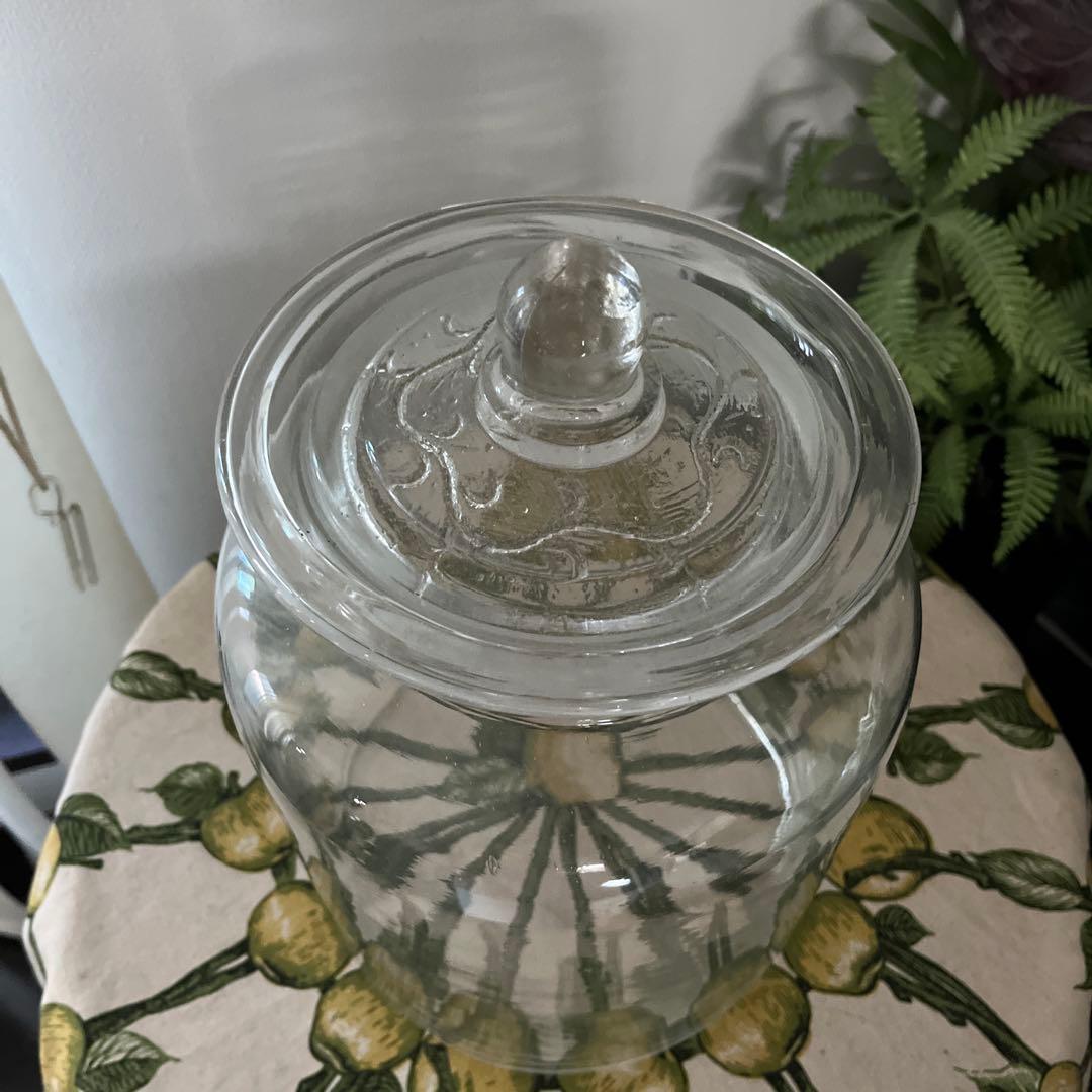 昭和レトロ 蓋付 ガラス瓶 保存瓶