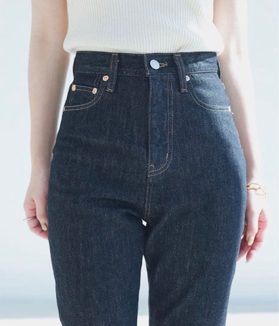 パンツ anuans Slim straight denim BLACK 1