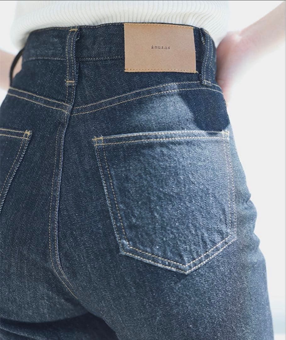 パンツ anuans Slim straight denim BLACK 1