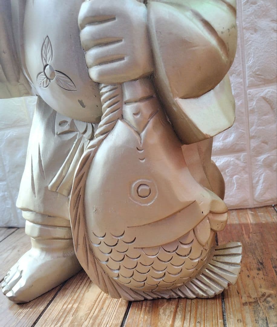 恵比寿 様 木彫り Japanese Wooden Ebisu 彫刻 縁起物