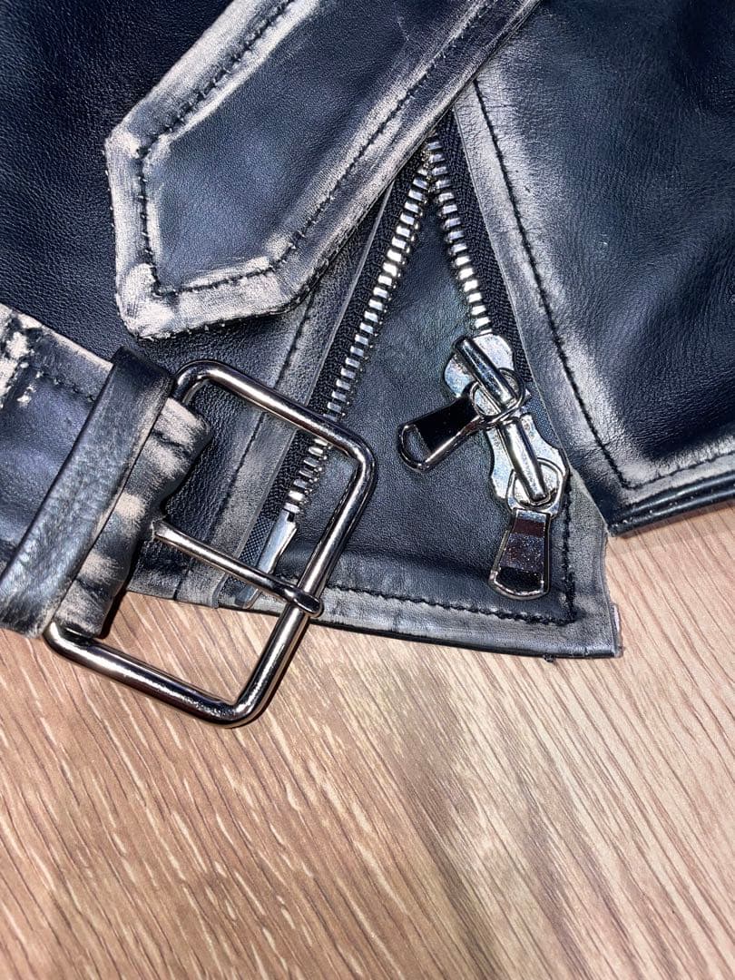 【美品】DISCOVERED ダブルライダースジャケット　レザージャケット