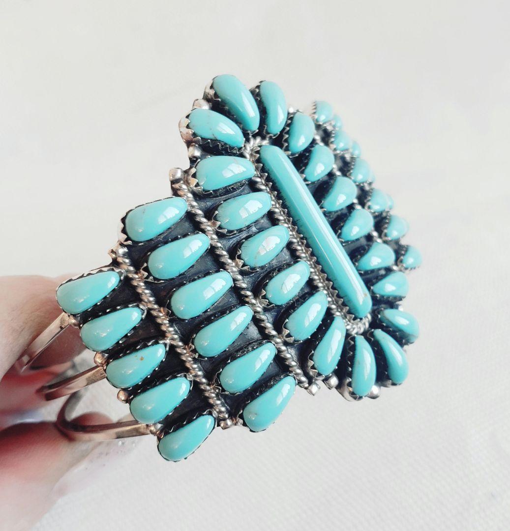新品 インディアンジュエリー　ナバホ族　ターコイズ　バングル Benally