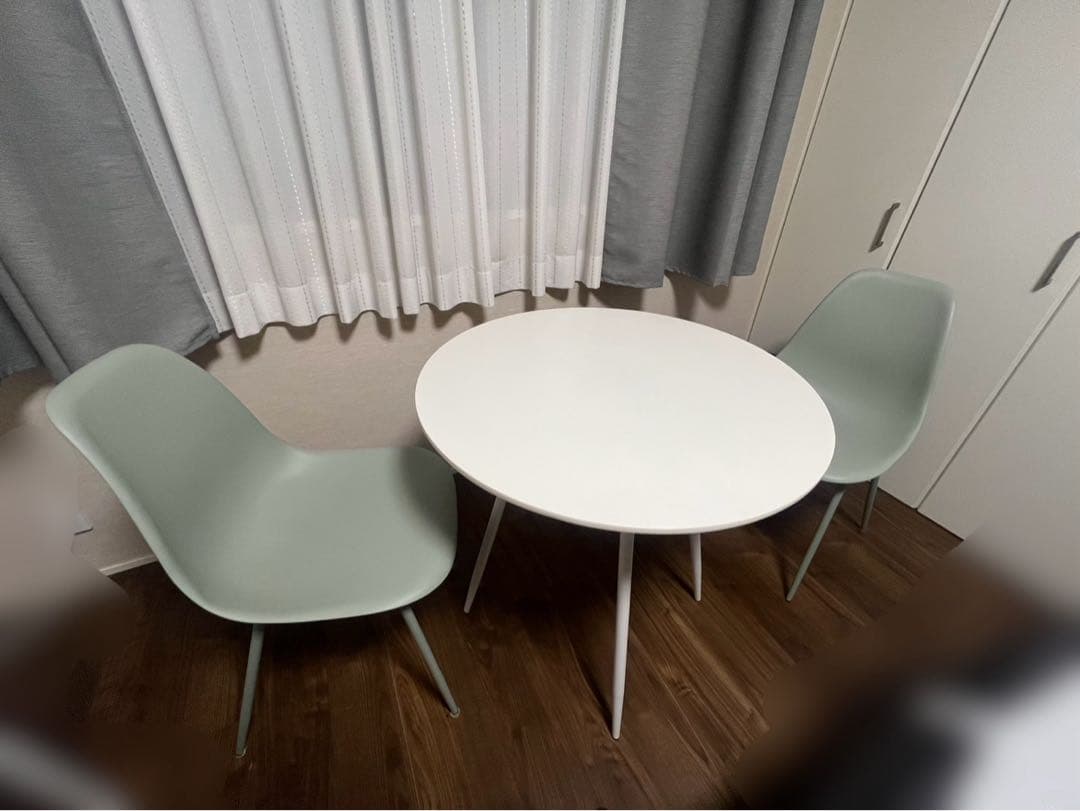 【３点セット】ダイニングテーブルセット 2人掛け　丸テーブル　LOWYA