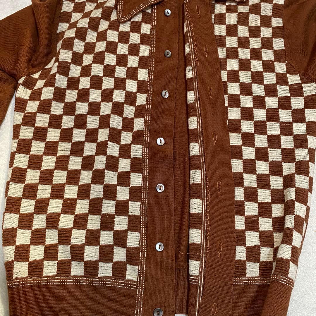 美品 60s ヴィンテージ イタリア製 ウール カーディガン ブラウン L