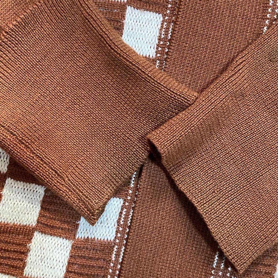 美品 60s ヴィンテージ イタリア製 ウール カーディガン ブラウン L