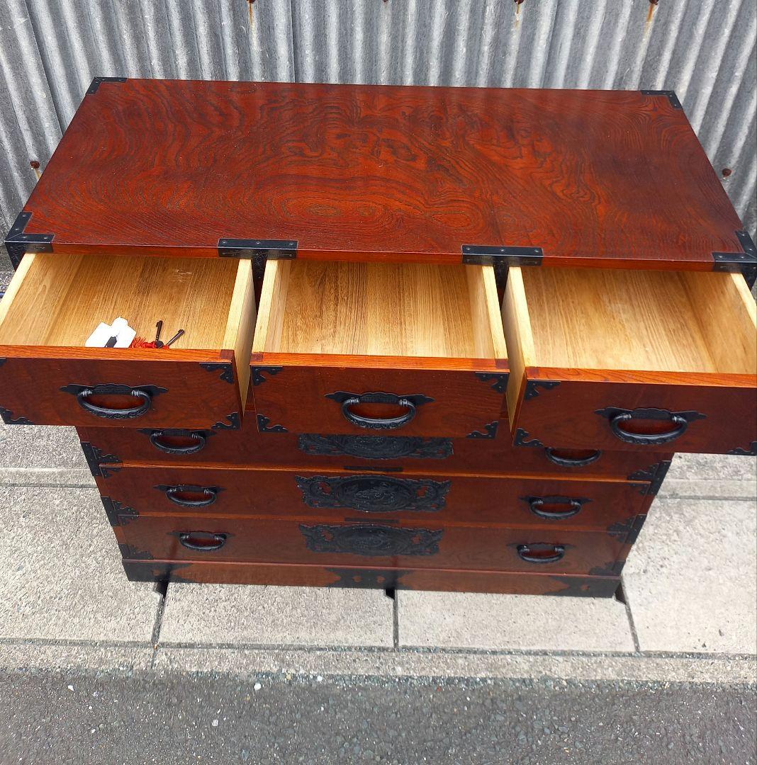 美品　仙臺箪笥　最高級　五段箪笥　鍵付き