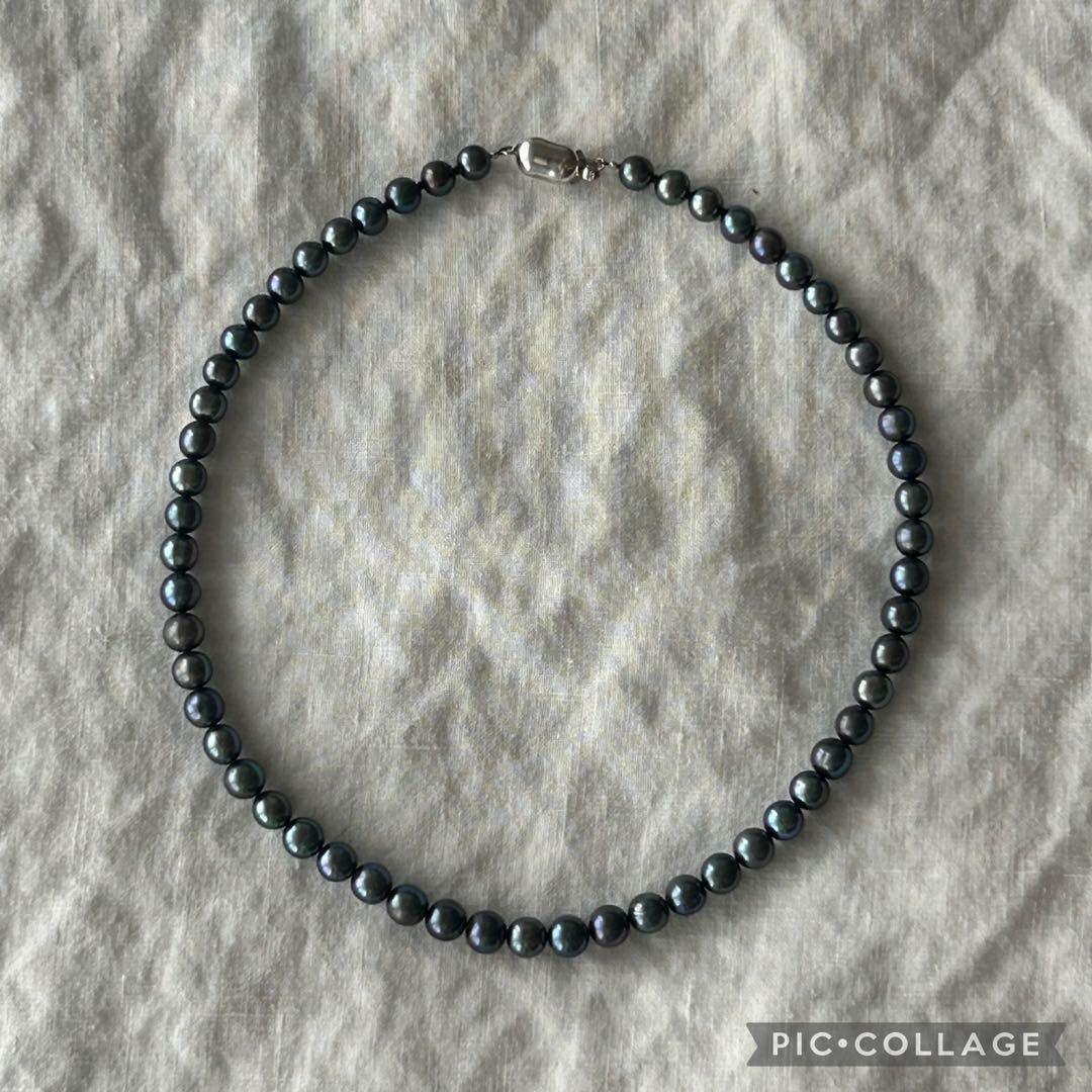 淡水ブラックパール ネックレス 約7mm SV925 40cm
