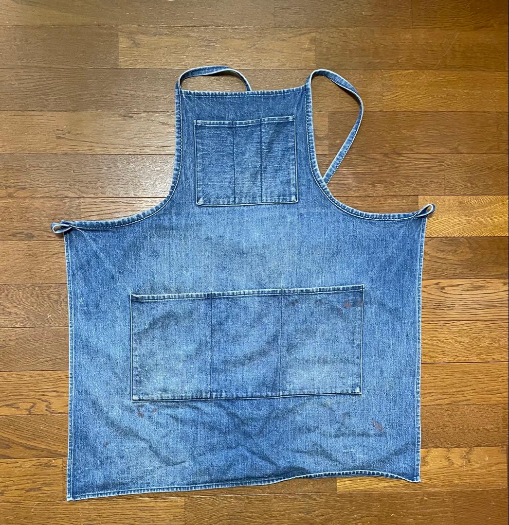 40-50sデニムエプロン 3ポケット付き