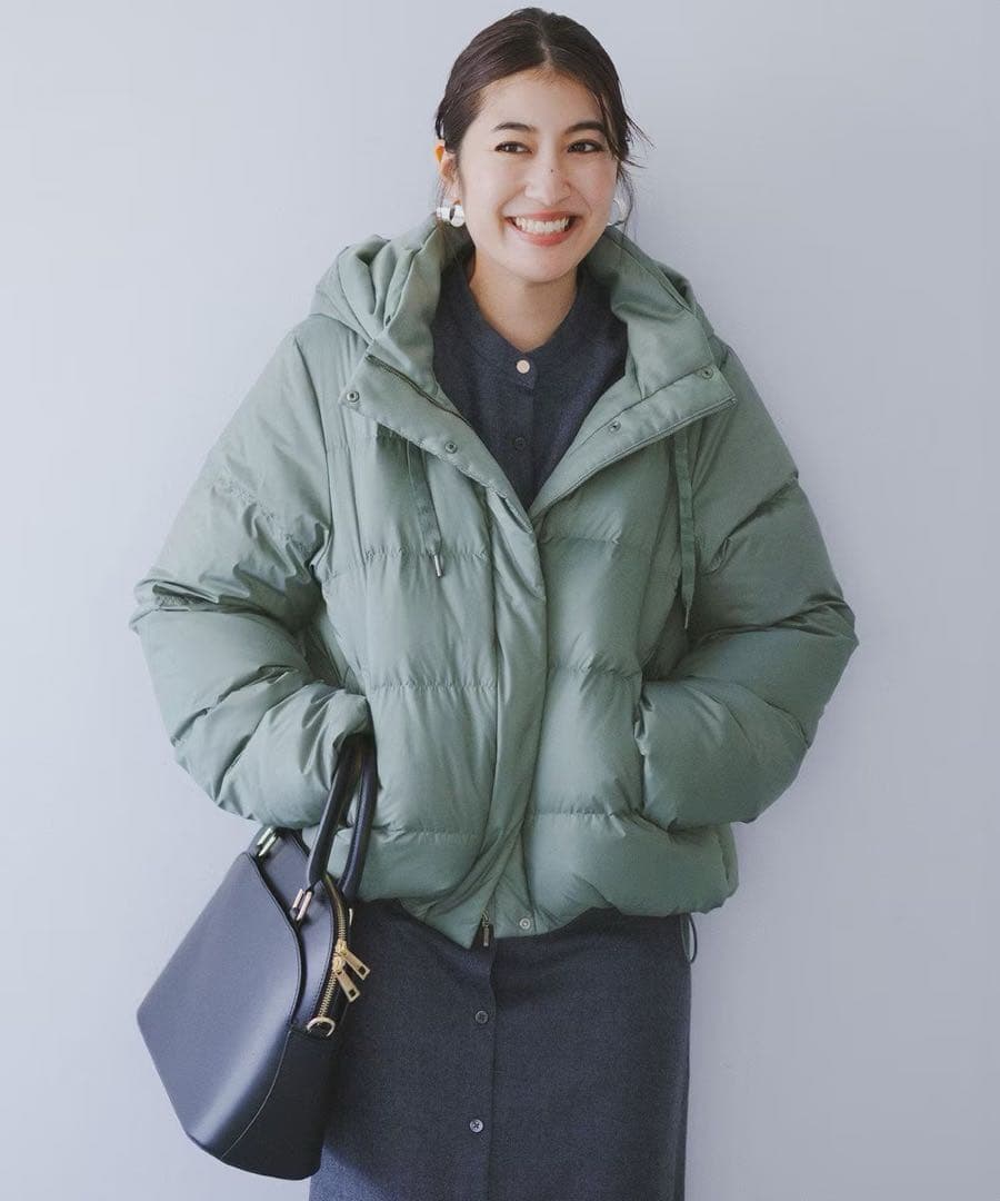 23区新品洗える/撥水加工シレータフタ コンパクト ダウンコート 32