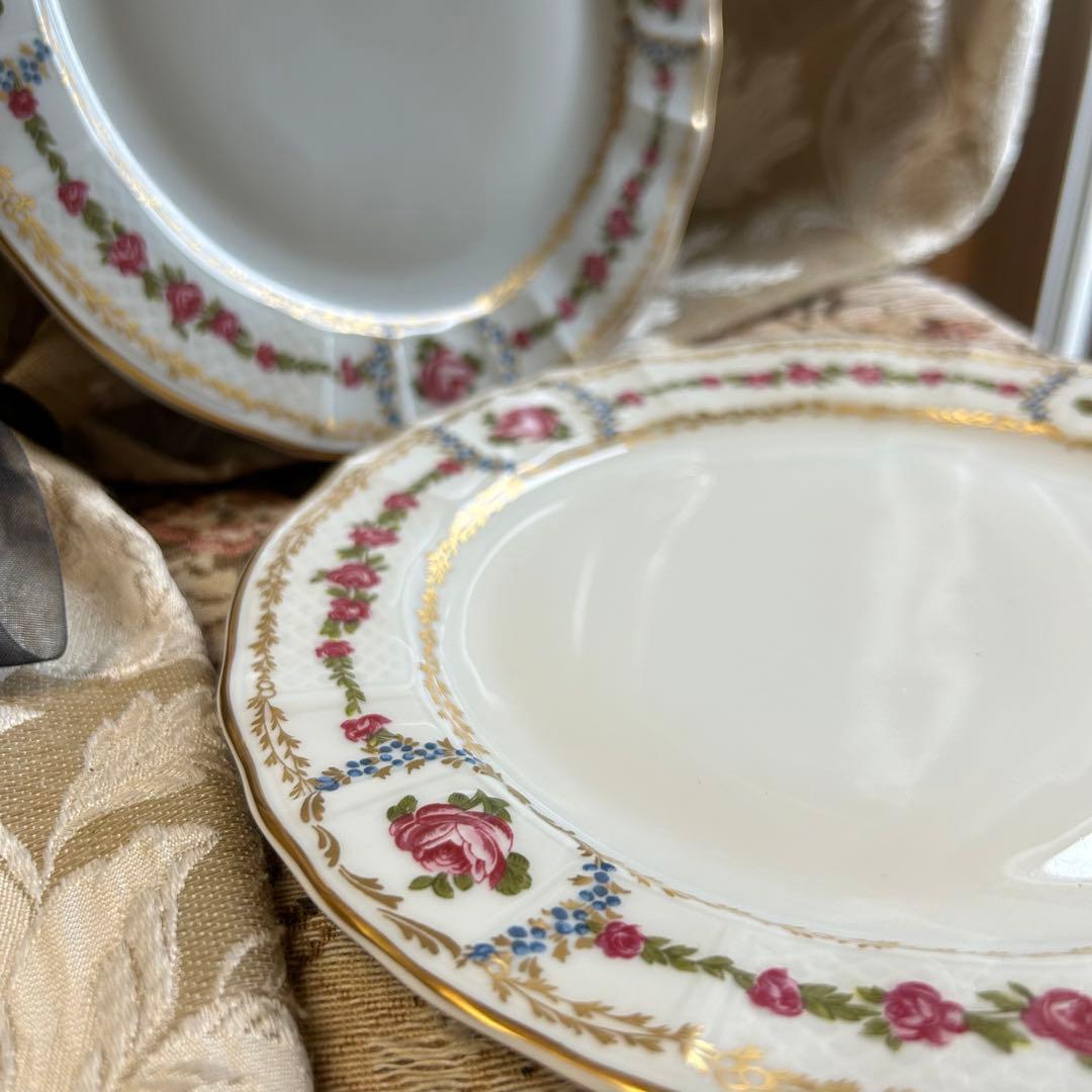 フランス製　Limoges ROSE DE LIMOGESディナープレート ペア
