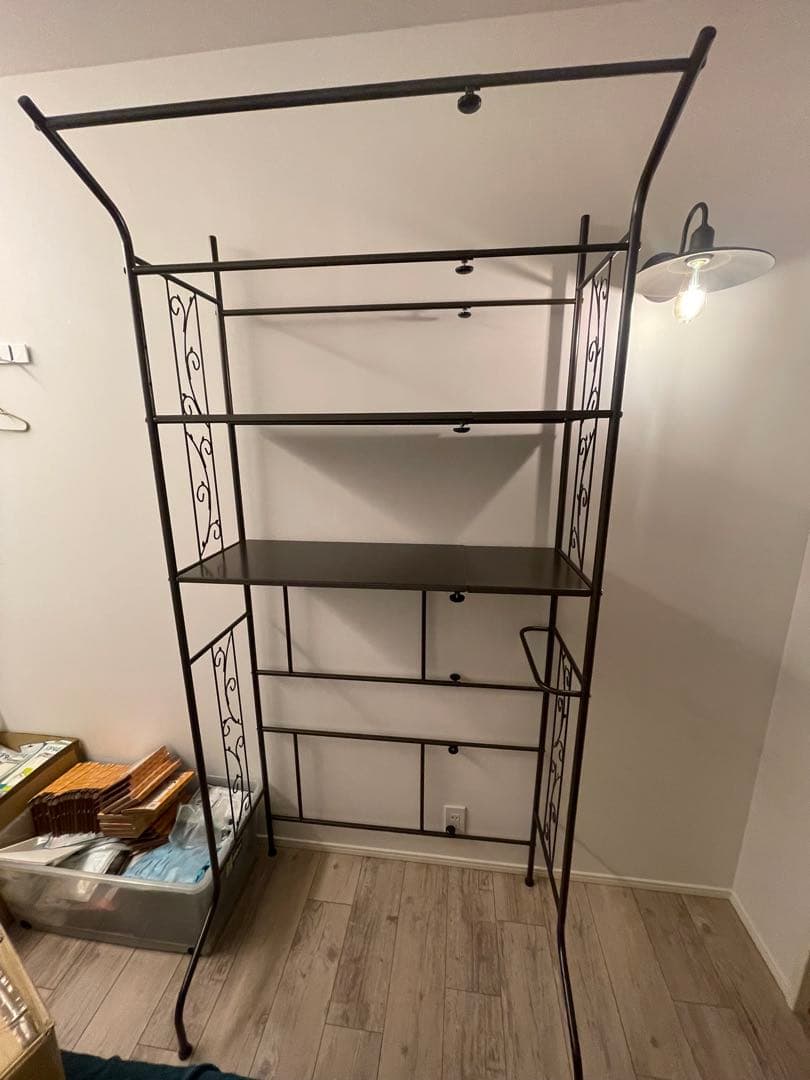 アイアン風ランドリーラック 2段棚付き おしゃれ 洗濯機ラック