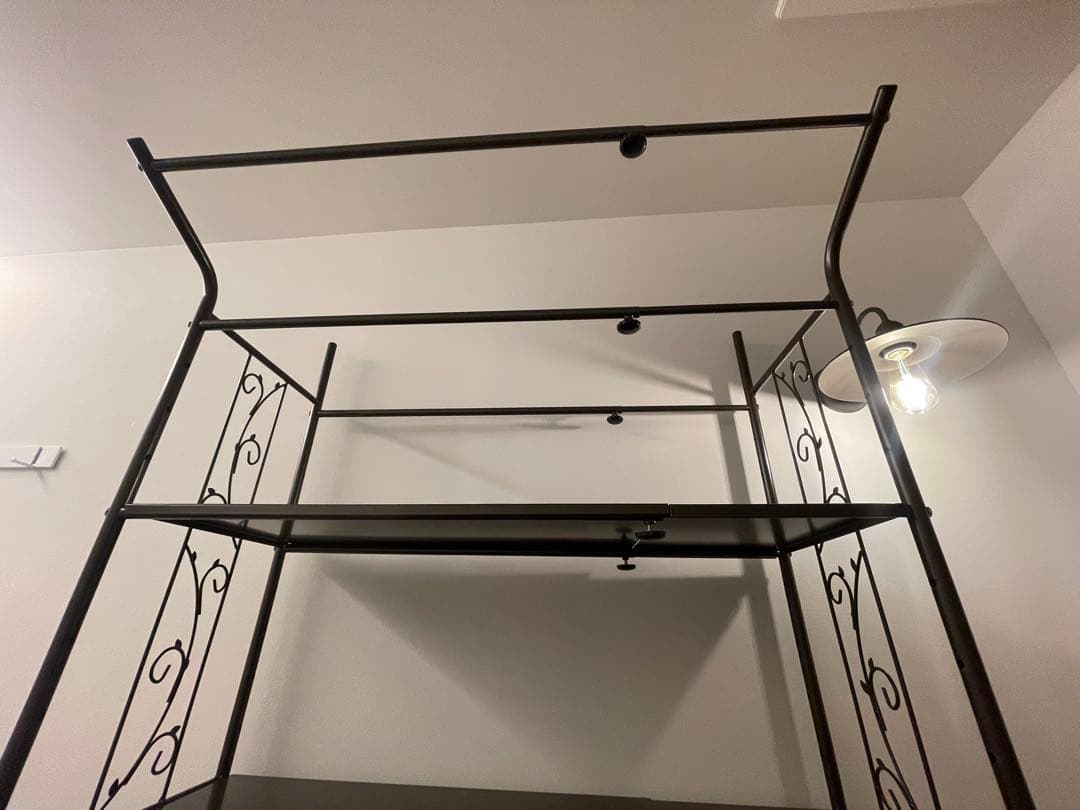 アイアン風ランドリーラック 2段棚付き おしゃれ 洗濯機ラック