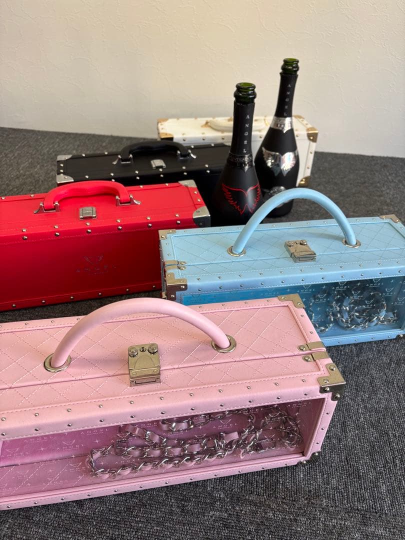 ANGEL エンジェル シャンパンボトルケース 5色セット 空瓶2本付き