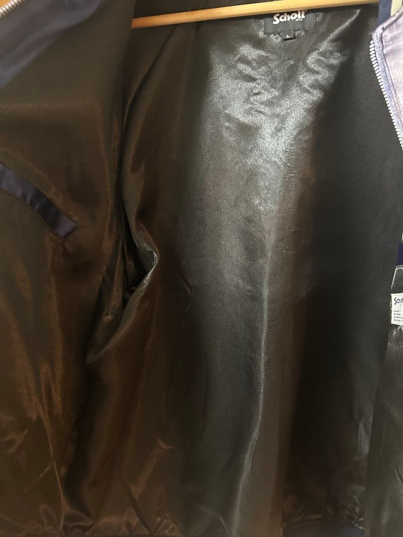 Schott スカジャン L ネイビー/シルバー