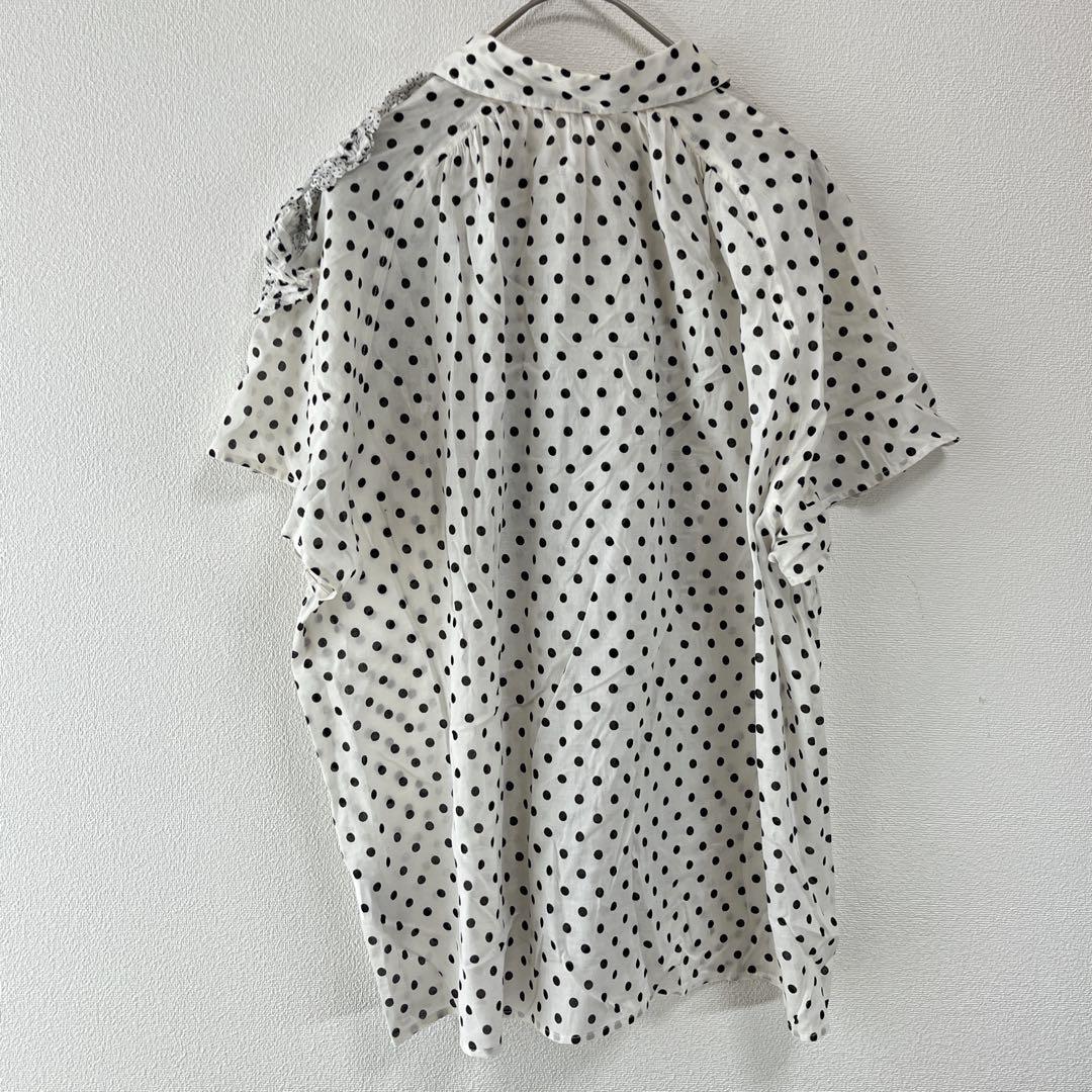 ズッカ　ZUCCA 【M】水玉模様 フリル付きシャツ カジュアル　透け感　シアー