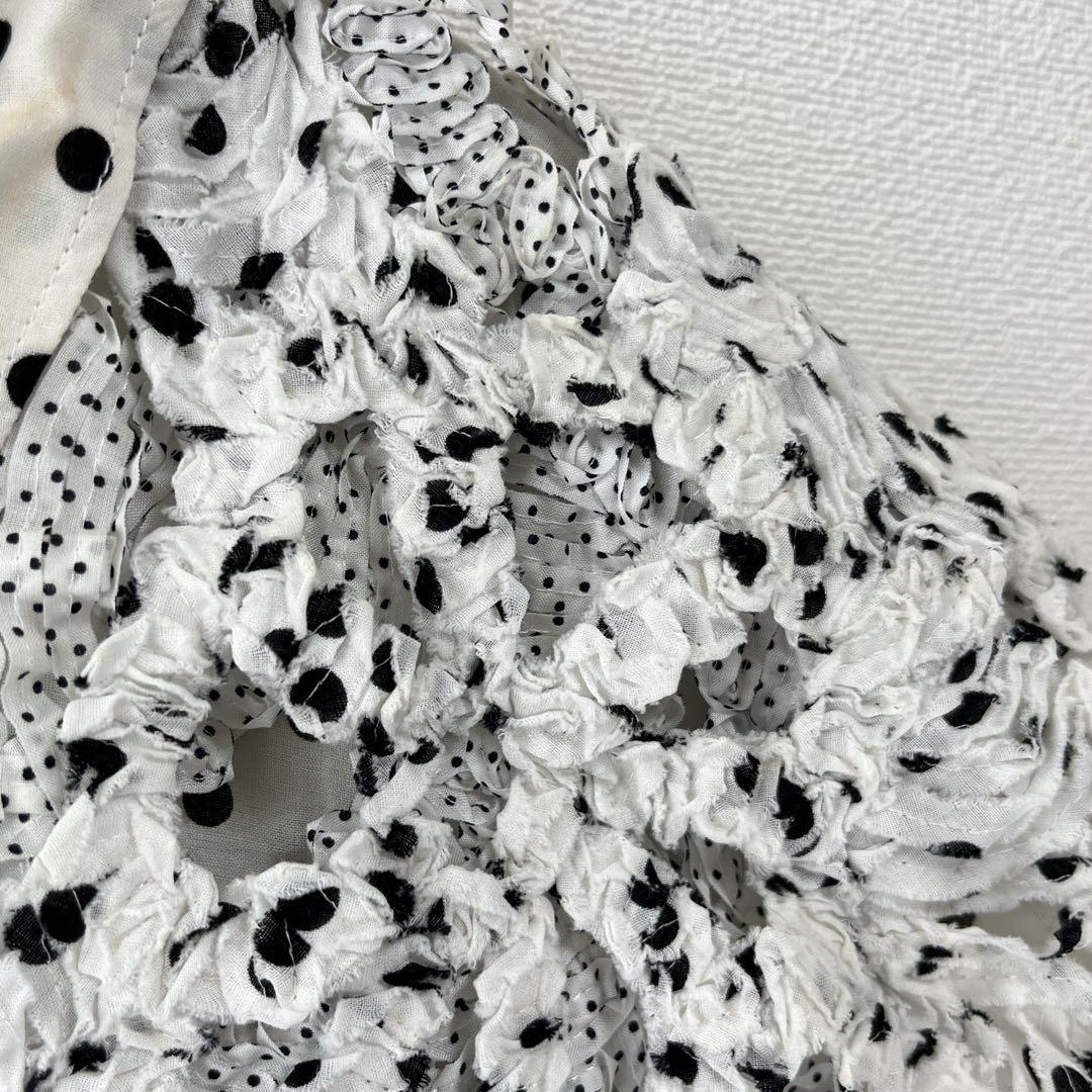 ズッカ　ZUCCA 【M】水玉模様 フリル付きシャツ カジュアル　透け感　シアー