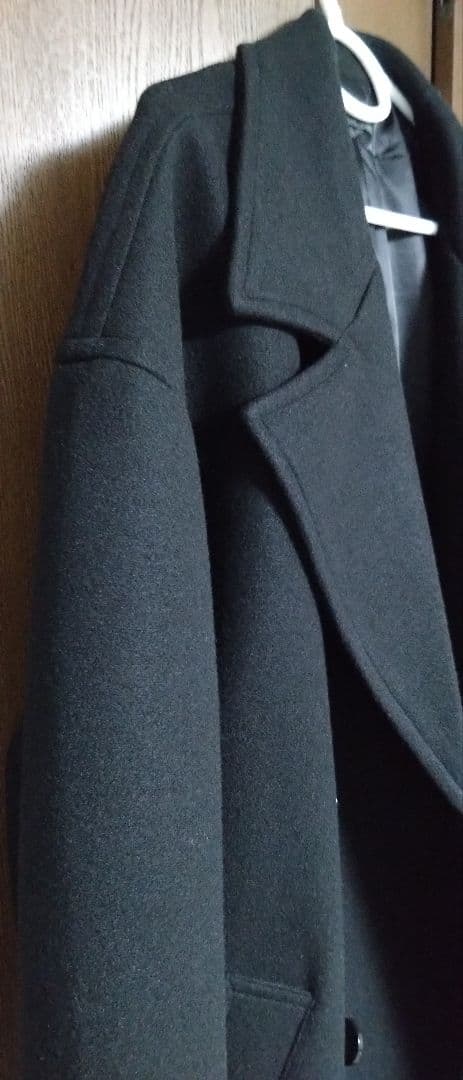 CLEL テックメルトンルーズダブルチェスターコート ブラック L