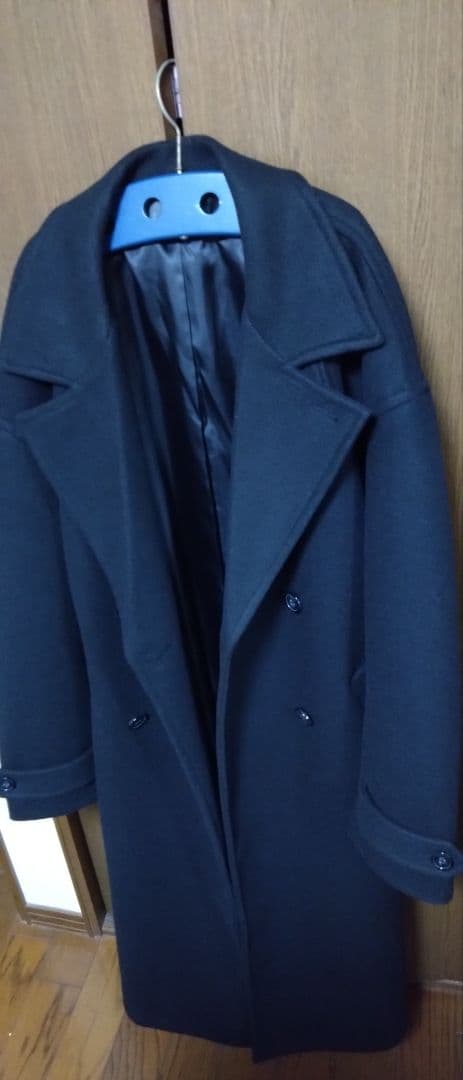 CLEL テックメルトンルーズダブルチェスターコート ブラック L