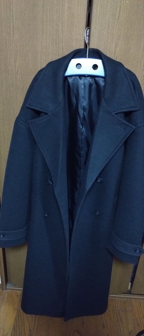 CLEL テックメルトンルーズダブルチェスターコート ブラック L