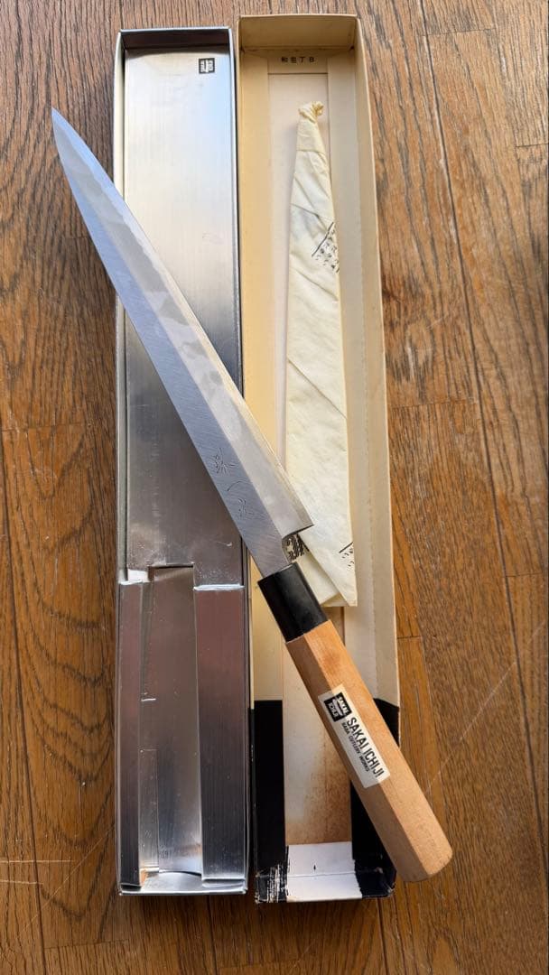 レア　堺一次　鋼包丁　出刃　柳刃　2本 握り手木製