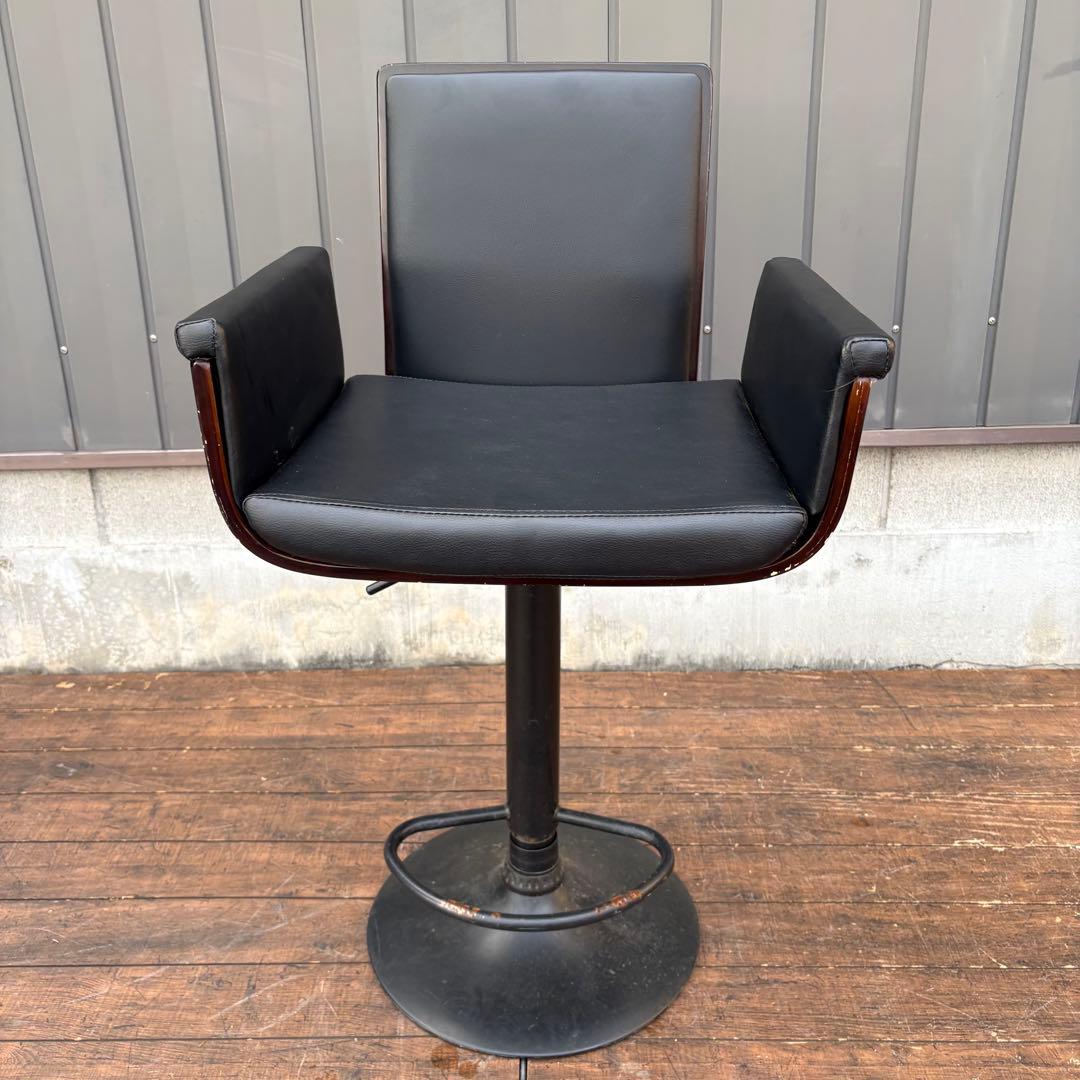 ③ 北欧レトロ 木製フレーム カウンターチェア バーチェア 古家具 ビンテージ