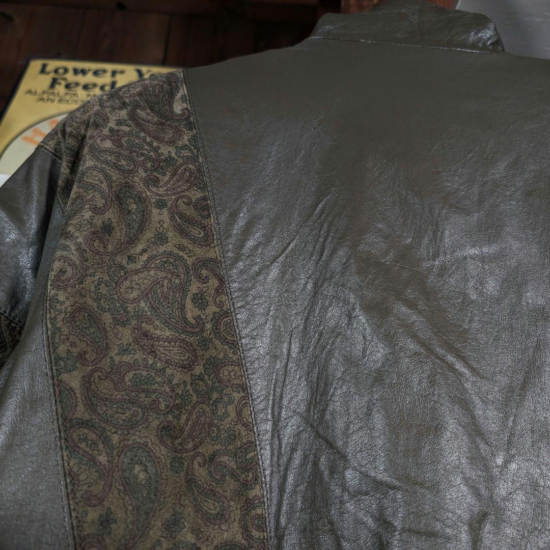 イタリア製　90s　ビンテージ　クレイジーパターン　ペイズリー　レザージャケット