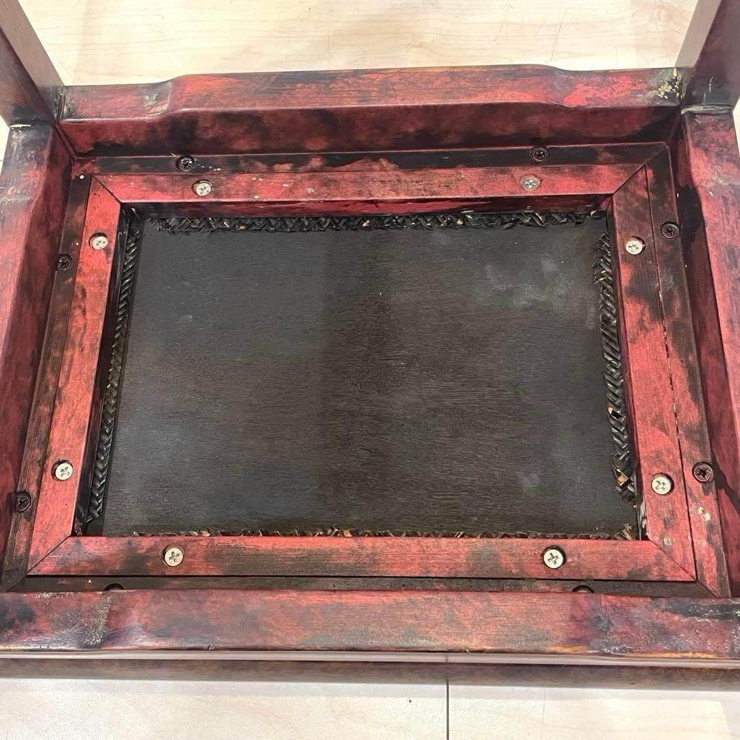 【希少】サイドテーブル 花台 木製 ラタン天板 アジアン家具 アンティーク 骨董