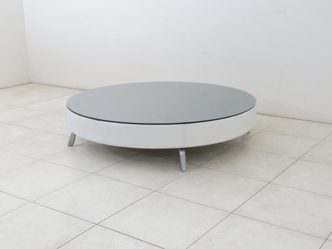 イタリア フォルメンティ 本革 ラウンド コーヒーテーブル センター リビング