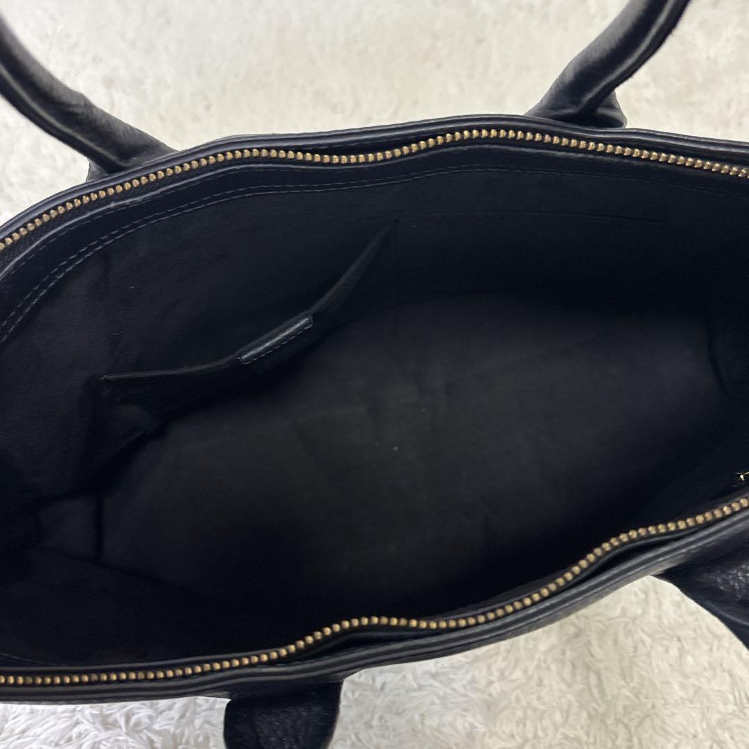 美品　ハッシュタグ　トートバッグ　シボ革　A4 自立　ダークネイビー　肩かけ