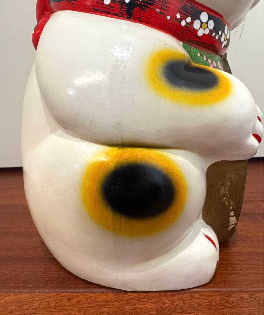 【特大 】招き猫 左手上げ 三毛猫 貯金箱 約43cm レトロ 昭和レトロ