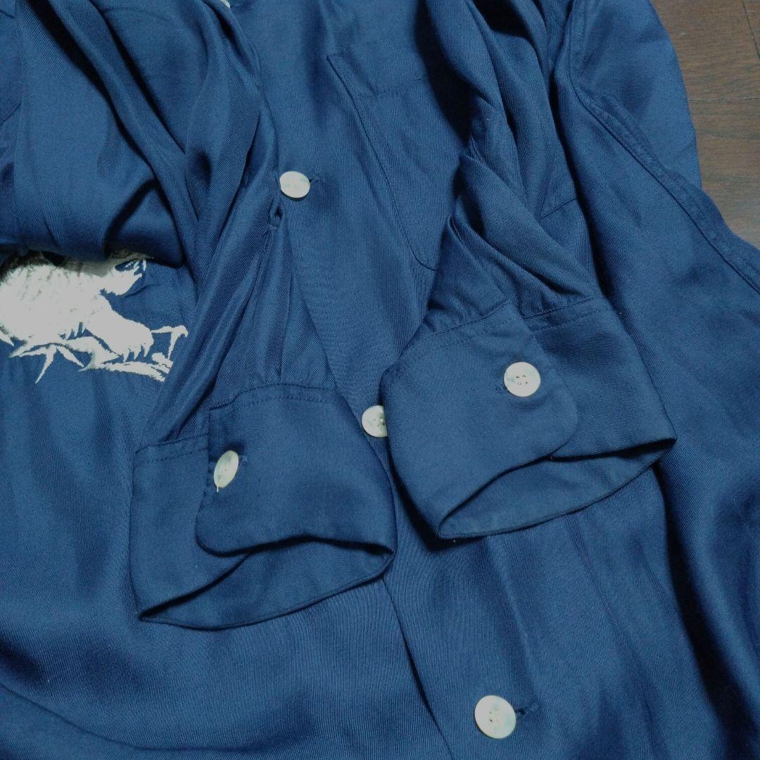 レア　テイラー　東洋　スカシャツ　TT27402 レーヨン　ネイビー　Mサイズ