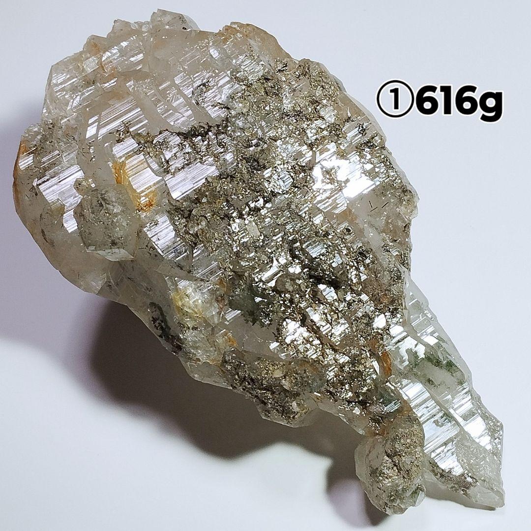 ①マニハール産 ヒマラヤ水晶 原石 クラスター カテドラル トルマリン ルチル