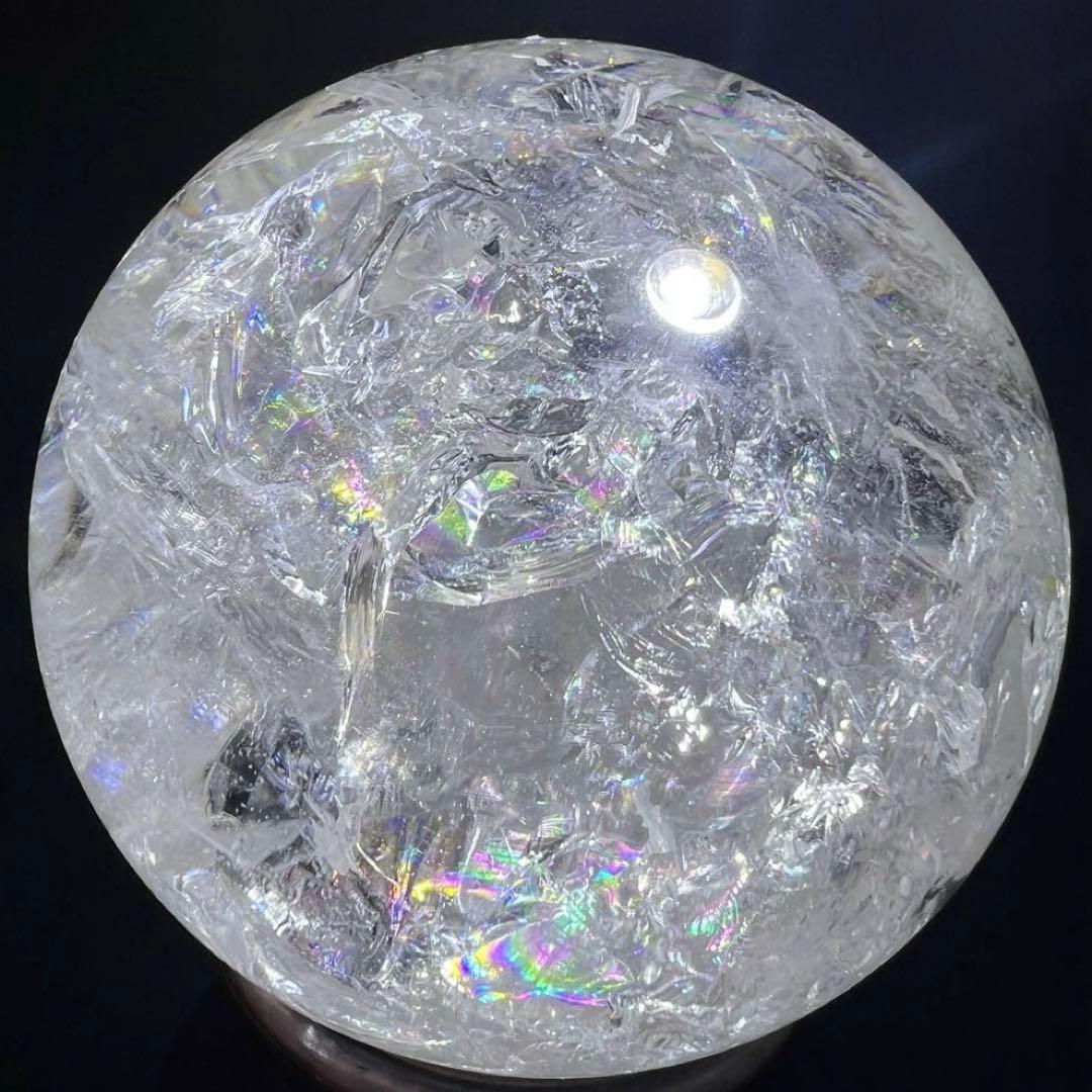 ✳️極宝品✨超絶美麗の美しさ✨超美麗宝珠✨レインボー 水晶 丸玉 天然石 鑑別書付