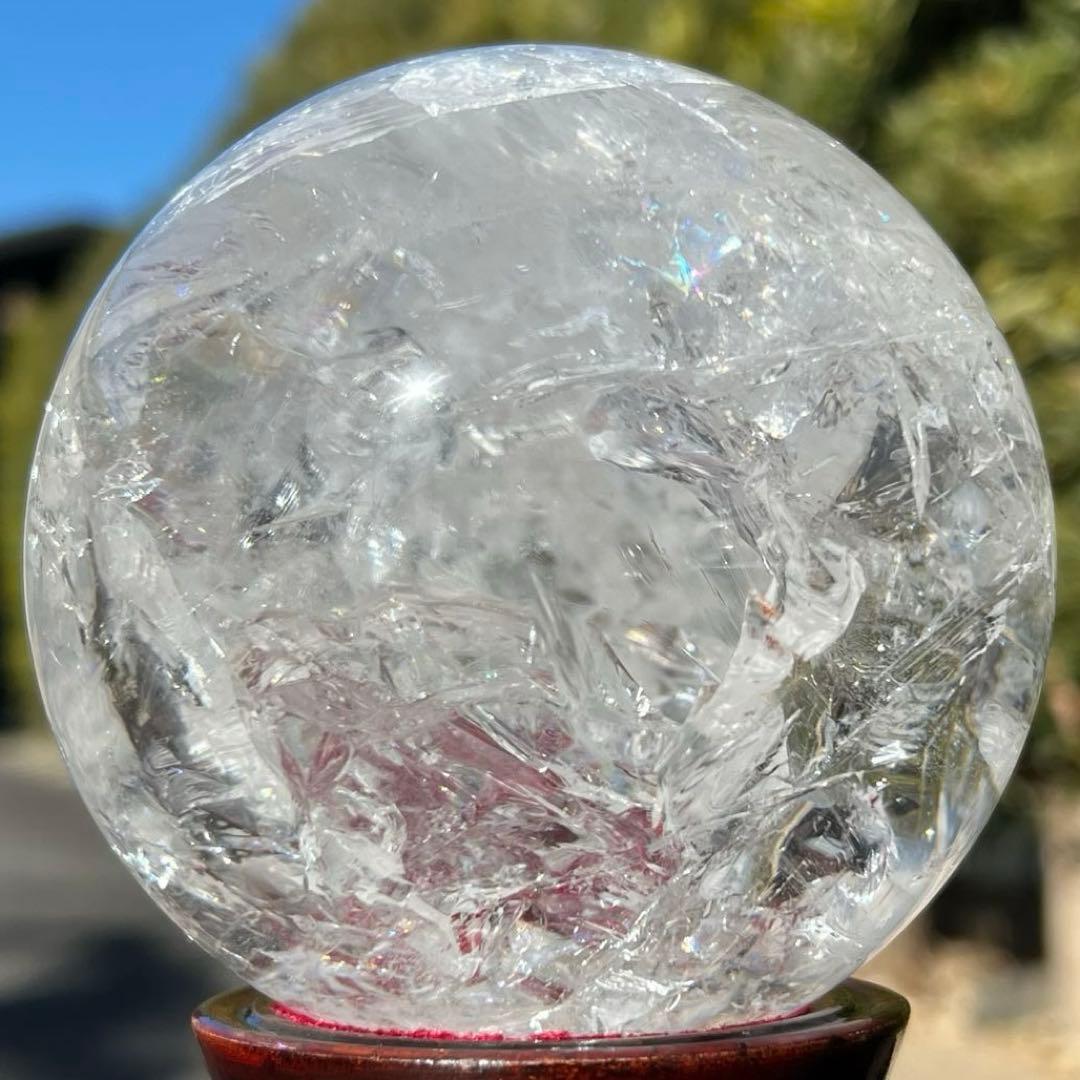 ✳️極宝品✨超絶美麗の美しさ✨超美麗宝珠✨レインボー 水晶 丸玉 天然石 鑑別書付