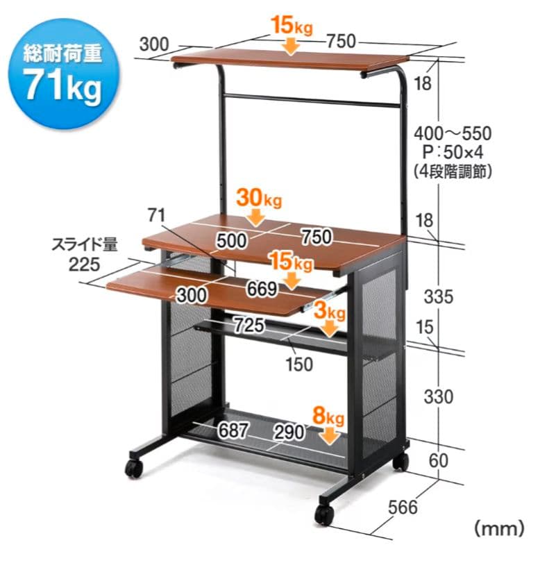 期間限定　格安出品　スリムパソコンデスク 幅75cm