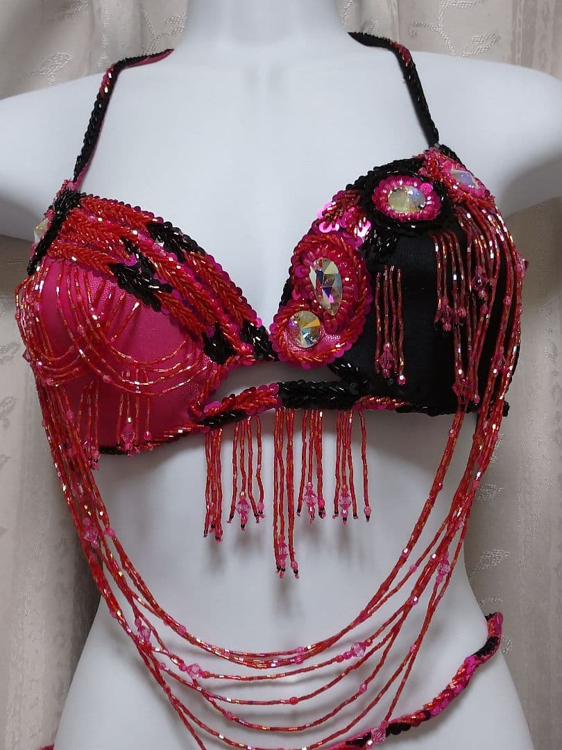 Bella ベリーダンス衣装 ブラック×ピンク