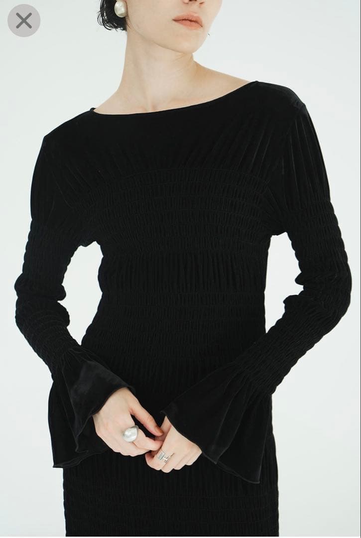 【ペチコート付】CLANE SHIRRING LONG ONEPIECE