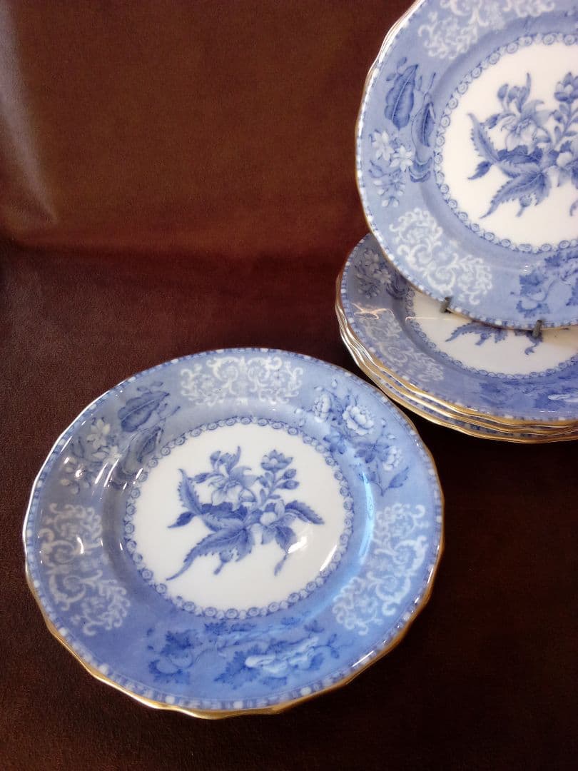 イギリス スポ—ド ケ—キ皿５枚セット「カミ—ラ」1910年代