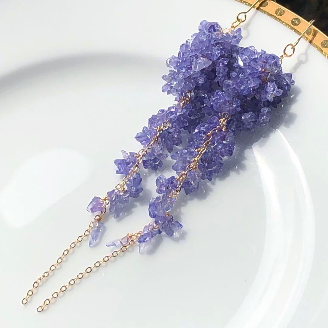 天然石♡はるうらら〜枝垂れ桜のスペシャルロングピアス14kgf