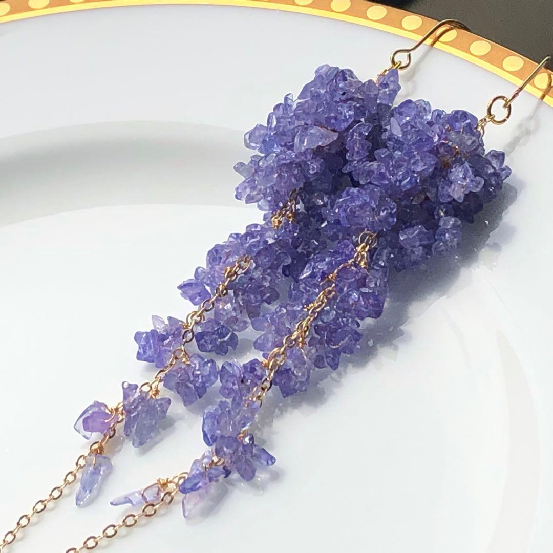 天然石♡はるうらら〜枝垂れ桜のスペシャルロングピアス14kgf