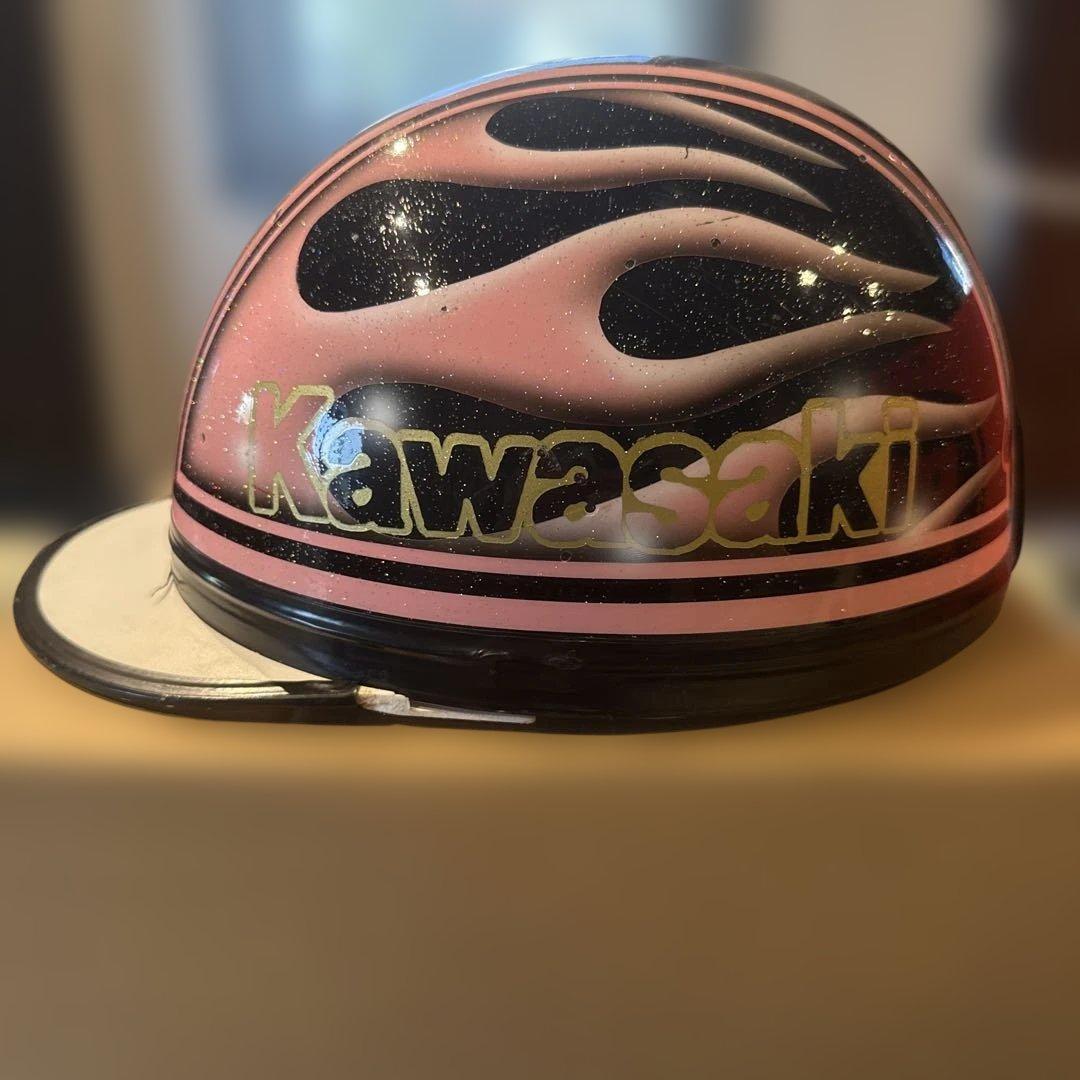 Kawasaki 半帽ヘルメット ピンク・黒